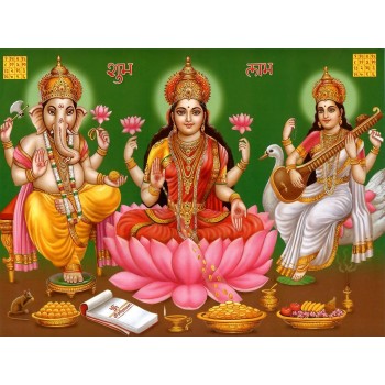 Goddess Lakshmi Saraswati and Ganapathy